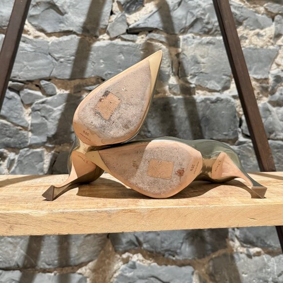 Christian Dior Metallic Gold Patent Songe Pointy Pumps - Picture 7 of 13